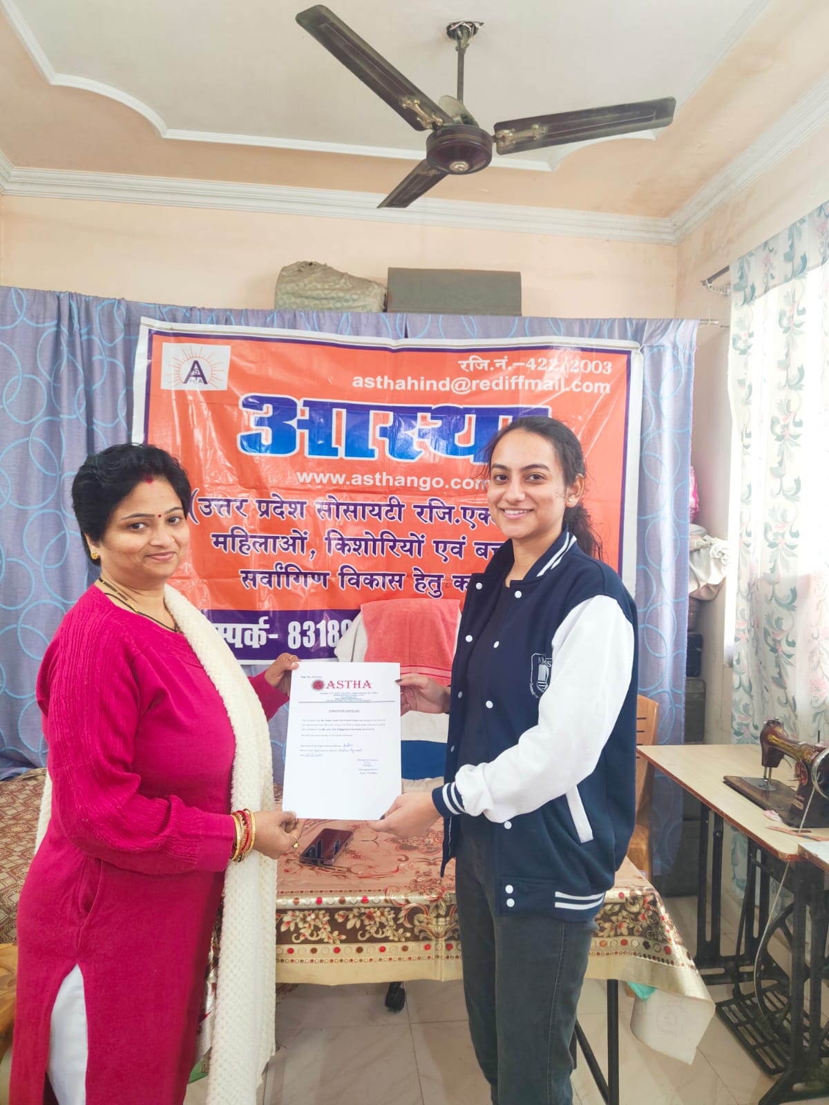 NMIMS Hyderabad Students Awarded Certificates for Completing Internship at Aastha Sanstha